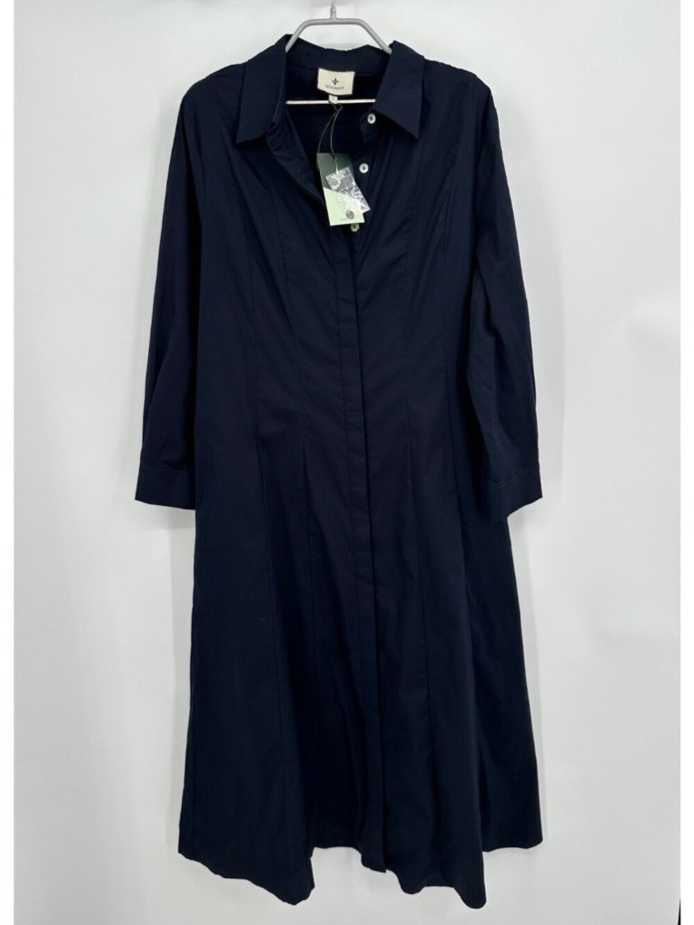 Tuckernuck Women's Navy Briana Long Sleeve Midi Shirt Dress size L Large Cotton
